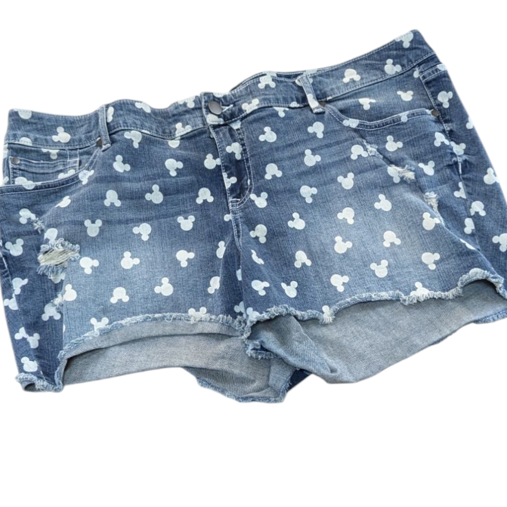Disney, Mickey Mouse Pattern Jean Shorts. Size 22